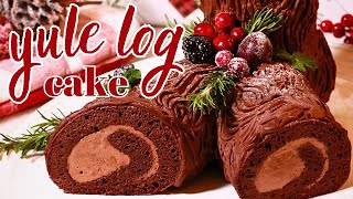 Moist Buche De Noel Christmas Yule Log Cake  Soft Moist amp Rich❄️ [upl. by Anitneuq]