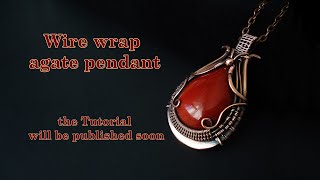 Red teardrop Agate wire wrapped pendant Copper jewellery for inspiration [upl. by Nadeen]