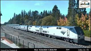 Amtrak 134 leads AMTRK 6 in Colfax CA [upl. by Ylremik]