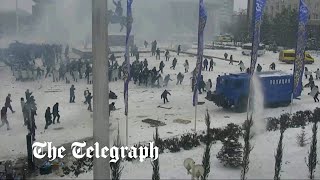 Kazakh police release footage of violent clashes with protesters [upl. by Airelav904]