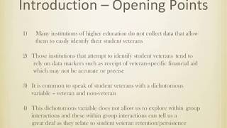 The Taxonomy of Student Veterans TSV A Data Codebook for Analysis and Quantitative Research [upl. by Holms906]