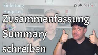 Zusammenfassung schreiben how write a summary auf deutsch erklärt [upl. by Walley]