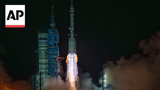 China launches new crew to its orbiting space station [upl. by Ahset]