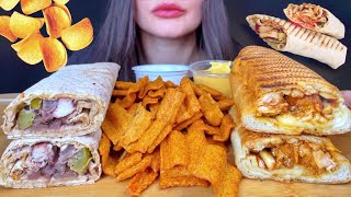 ASMR FAST FOOD  SHAWARMA  CHICKEN SANDWICH  SPICY CHIPS MUKBANG shorts [upl. by Cohen]