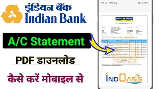 Indian bank account statement download kaise kren  how to download statement for Indian bank [upl. by Yesor]