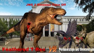 JWE 2 Dinosaur Face Off Feathered TRex and Rexy 1993 VS Pentaceratops and Sinoceratops 2024 [upl. by Kristofor]