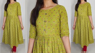 Naira Style Kurti design Cutting and Stitching  kurti neck design Frock suit cutting amp stitching [upl. by Nylhtak]