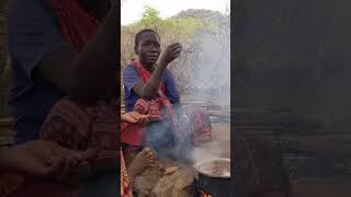 Hadzabe Women Sharing Roasted Meat by the Campfire [upl. by Vincent718]