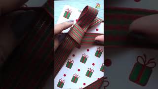 😍Diagonal Ribbon Bow on Gift Box  Gift Wrapping Idea christmas2023 giftwrapping [upl. by Ardussi]