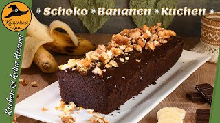 Saftiger Schoko Bananen Kuchen mit Crunchy Nußdopping [upl. by Aiket]