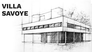 Villa Savoye perspective drawing 1  famous architecture [upl. by Ailelc]