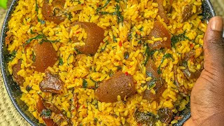 HOW TO MAKE NATIVE JOLLOF RICE PALM OIL RICE [upl. by Foley]