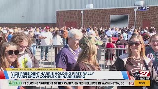 Vice President Harris holds rally at farm show complex in Harrisburg [upl. by Nosyaj583]