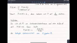 6 Bedingte Wahrscheinlichkeit und stochastische Unabhängigkeit [upl. by Argyle]