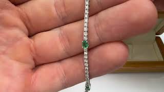 LFBDQ202WE Natural Emerald amp Diamond Tennis Bracelet 275ct 18k White Gold [upl. by Griseldis]