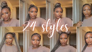 24 CUTE WAYS TO STYLE KNOTLESS BRAIDS  no hairtie needed [upl. by Aisirtap]