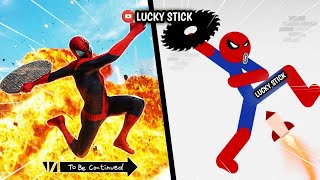 Spiderstickman vs Spiderman Funny Moments and Epic Moments  Stickman Dismounting [upl. by Nevag]