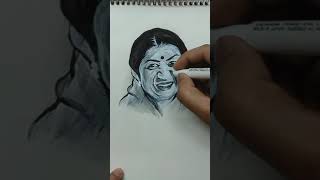 Tribute to Lata mangeshkar shorts drawings [upl. by Jean60]