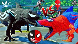 OMG  BATTLE of VENOM amp SPIDER MAN Dinosaurs Game  VENOM Vs Spiderman Dinosaurs in Jurassic World [upl. by Dlareme]