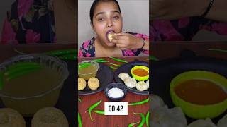 1 PLAT MOMOS 1 PLAT PANIPURI EATING IN 45 SECOND ♥️trending shorts youtubeshorts video asmr [upl. by Dwan]