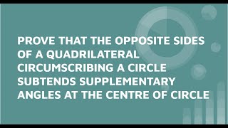 GRADE 10 OPPOSITE SIDES OF QUDRLTRL CIRCUMSCRIBED IN CIRCLE SUBTEND SUPPLEMENTARY ANGLES AT CENTRE [upl. by Kathryn]