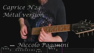 How to play Caprice 24 quotNiccolo Paganiniquot  RockMetal Version with TAB and BACKING TRACK [upl. by Annairb]