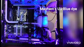 Mayhems UV Blue dye added to CFX ghost white coolant in custom water cooling loop [upl. by Franckot]