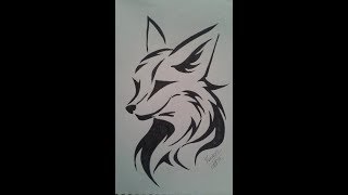 how to draw wolf tattooطريقة رسم دئب draw wolf [upl. by Aihtekal]