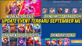 UPDATE EVENT GRATISAN MOBILE LEGEND SEPTEMBER 2024  EVENT NEOBEASTS RESALE SKIN LIMITED BEBAS PILIH [upl. by Nilhsa]