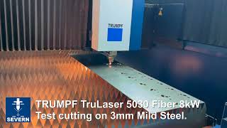 TRUMPF TruLaser 5030 fiber with an 8kW laser source Fully Refurbished and in test at Severn Machines [upl. by Yekcin217]