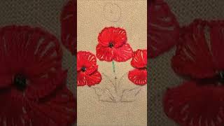 Poppies Flower Embroidery for beginners SHORT [upl. by Yle]