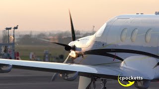 Beautiful Pilatus PC12 T7PBL  Very close Start up  Take off  Gloucestershire Airport [upl. by Pritchett505]