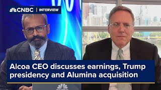 Alcoa CEO discusses earnings possible Trump presidency and Alumina acquisition [upl. by Moe]