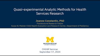 Quasiexperimental Analytic Methods for Health Services Research [upl. by Gillespie605]