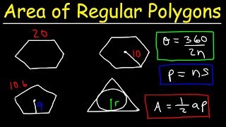 Area of Regular Polygons  Hexagons Pentagons amp Equilateral Triangles With Inscribed Circles [upl. by Eliath109]