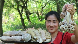 Pig Intestines Recipe  How to clean pig intestines for cooking  cooking by countryside life TV [upl. by Gregorius]