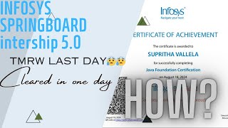 How to crack Infosys Springboard Internship 50 in ONE DAY [upl. by Cyb]