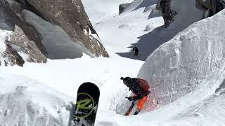 Young Man Entering Corbets Couloir  Jackson Hole Mountain Resort [upl. by Brenza]