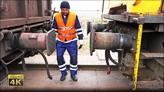 Wagon rail weighing and shunting Train side buffer  Mostar locomotive depot  Freight station 4K [upl. by Neibart]