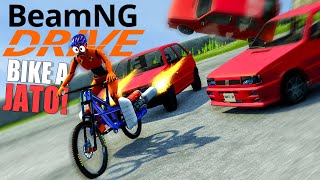 Dando Fuga de Bicicleta com Jato a mais de 300kmh no Beamng Drive [upl. by Ecirtnom843]