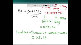 A gas mixture consists of 320 mg of methane 175 mg of argon and 255 mg of neon The total pressur [upl. by Ennirac]