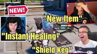 STREAMERS REACT TO NEW Shield Keg Item in FORTNITE  Fortnite Chapter 3 [upl. by Ravel]