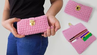 🛍️ CARTERA porta CELULAR 📱 y TARJETERO tejido a crochet TE ENCANTARA EL RESULTADO 😍😍😍 [upl. by Ias]