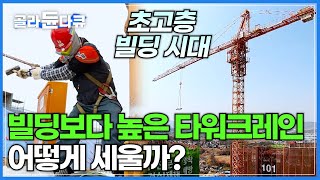 어느날 갑자기 세워져 있는 거대한 타워 크레인 어떻게 생기는걸까│초고층 빌딩이 즐비하는 지금 빌딩보다 높은 타워크레인은 어떻게 설치할까│타워크레인 설치반│극한직업ㅣ골라듄다큐 [upl. by Couhp]