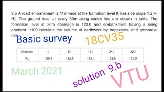 Calculation of volume by trapezoidal amp prismoidal rule  basic survey18CV35mar2021VTU examination [upl. by Amilb]