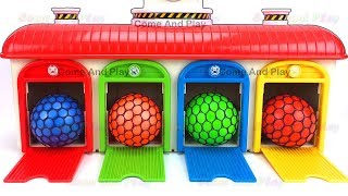 Learn Colors Tayo the Little Bus Slime Balls Garage Playset Surprise Toys Disney TMNT [upl. by Buna]