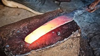 Making a faibar handle Knife from a old iron  How to make a knife  Blackmith [upl. by Nottirb]