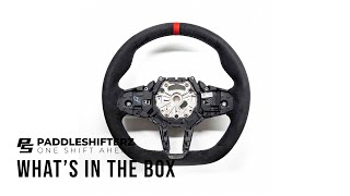 Unboxing  OEM BMW M Sport Flat bottom alcantara steering wheel 32307908499  M4 LCI [upl. by Radbourne]