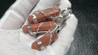 Natural Red Aventurine Wire Wrapped Pendant CP1021 [upl. by Astrea747]