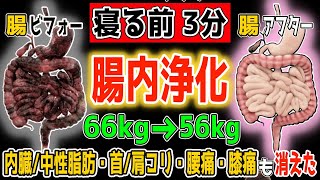 【アラフィフ10kg】1万歩あるくより寝る前『寝返り 3分！』勝手にリンパ流し腸内浄化で内臓中性脂肪も減って自律神経も整い便秘・首肩こり・脊柱管狭窄症・坐骨神経痛・変形性股関節膝関節症も解消 [upl. by Taddeusz]